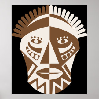 Poster voor Afrikaanse maskerbruin ecru op maat