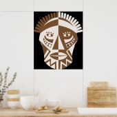Poster voor Afrikaanse maskerbruin ecru op maat (Keuken)