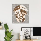 Poster voor Afrikaanse maskerbruin ecru op maat (Thuiskantoor)