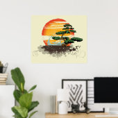 Poster voor Aziatische bonsai en zonneschijn (Thuiskantoor)