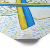 Poster voor blauwe en gele bewustzijn Ribbon Angel (Hoek)