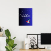 Poster voor blauwe kinderkamer, astronaut, galacti (Thuiskantoor)
