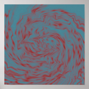 Poster voor blauwgroen en rode vloeibare kunst