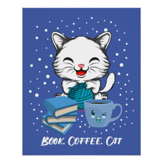 Poster voor boekenkoffiekat Glossy