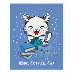 Poster voor boekenkoffiekat Glossy