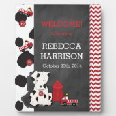 Poster voor brandbestrijding met Baby shower Fotoplaat (Voorkant)