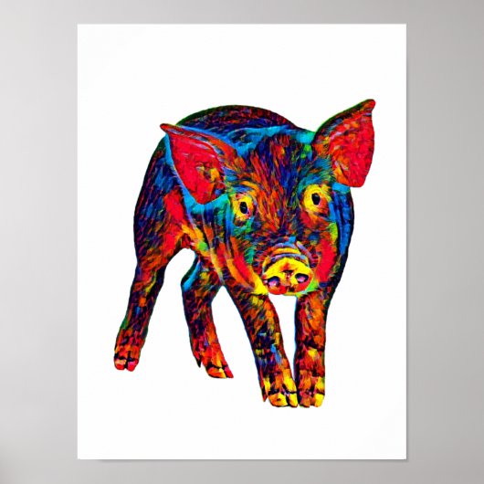 Poster voor Bright Psychadelic Piglet Art (Voorkant)