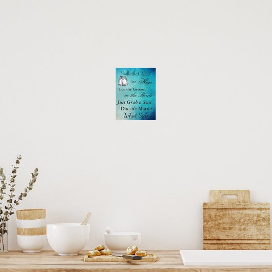Poster voor bruiloft: Blue Mandala Elegant (Keuken)