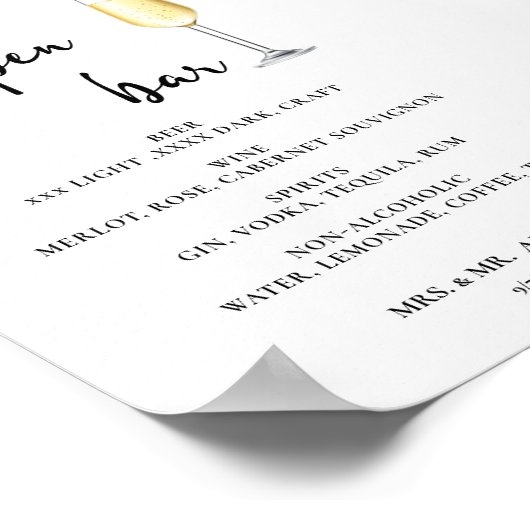 Poster voor bruiloft in open menu (Hoek)