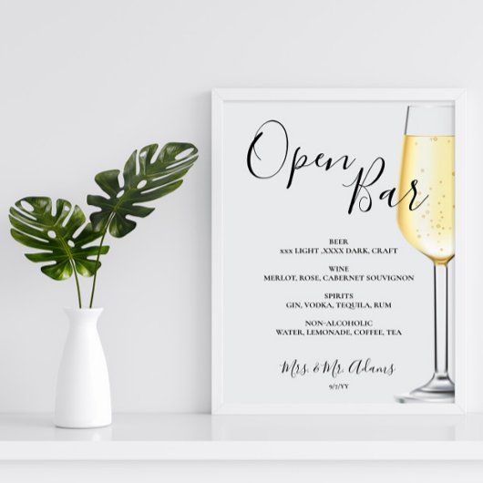 Poster voor bruiloft in open menu