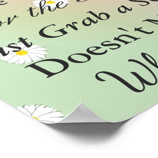 Poster voor bruiloft, Peach Green Daisy (Hoek)