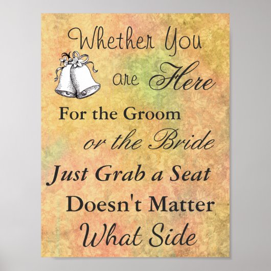 Poster voor bruiloft, valkleuren (Voorkant)