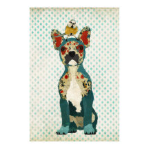 Poster voor bulledog en Little Bird Art