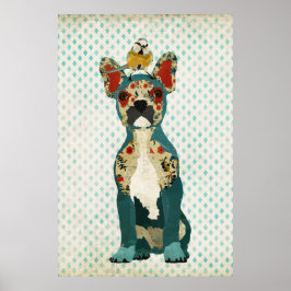 Poster voor bulledog en Little Bird Art