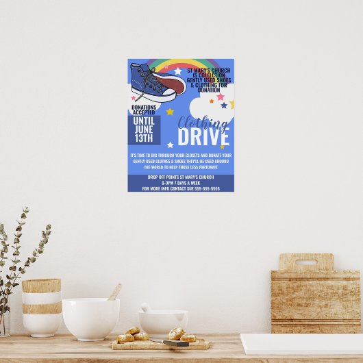 poster voor charitatieve kledingaandrijving, schoe (Keuken)