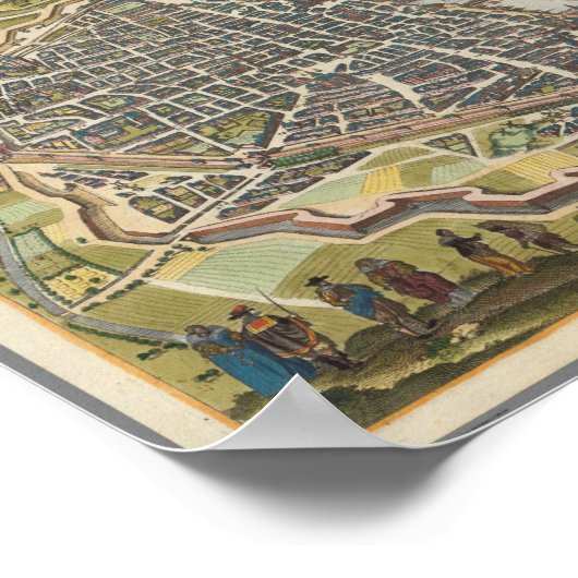 Poster voor de kaart van Parijs (Hoek)