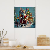 Poster voor de kerstman en de rendieren (Keuken)