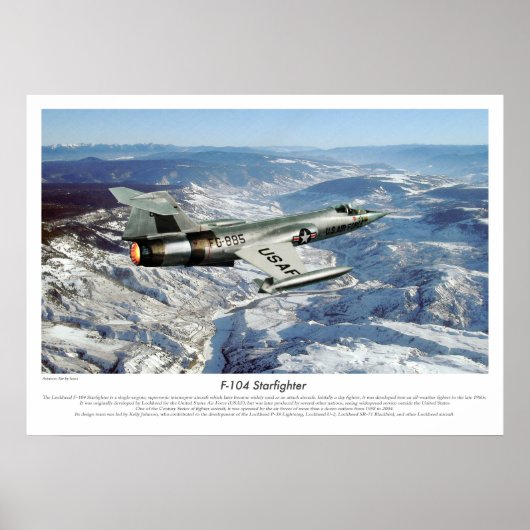 Poster voor de luchtvaartkunst "F-104 Starfighter" (Voorkant)