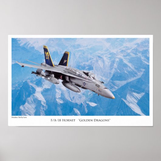 Poster voor de luchtvaartkunst "F/A-18Hornet Golde (Voorkant)