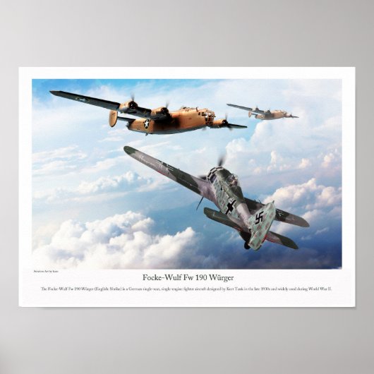 Poster voor de luchtvaartkunst "Focke-Wulf Fw 190" (Voorkant)