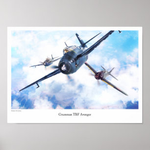 Poster voor de luchtvaartkunst "Grumman TBF Avenge