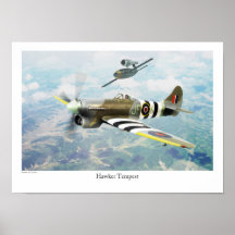 Poster voor de luchtvaartkunst "Hawker Tempest"