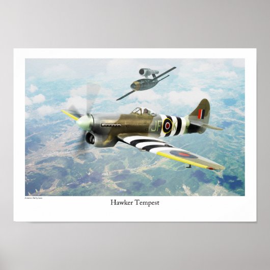 Poster voor de luchtvaartkunst "Hawker Tempest" (Voorkant)