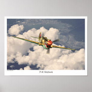 Poster voor de luchtvaartkunst "P-40 Kittyhawk"
