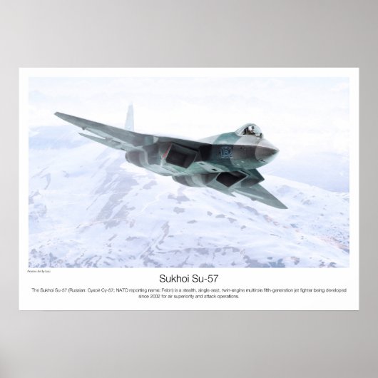 Poster voor de luchtvaartkunst "Su-57" (Voorkant)