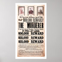 Poster voor de moord op Lincoln 1865