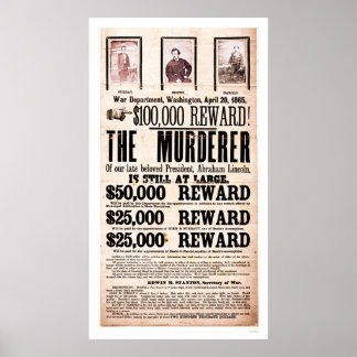 Poster voor de moord op Lincoln 1865