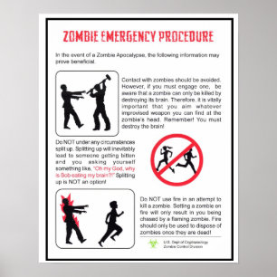 Poster voor de noodprocedure van Zombie