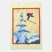 poster voor de skijumper theedoek (Verticaal)