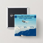 poster voor de skilm crans-montana Zwitserland Vierkante Button 5,1 Cm (Voorkant /achterkant)