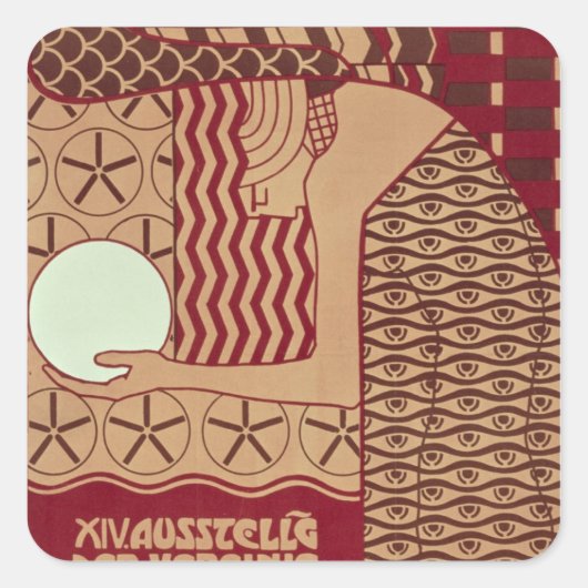 Poster voor de veertiende tentoonstelling in Wenen Vierkante Sticker (Voorkant)