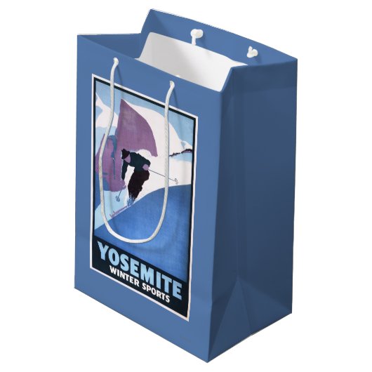 Poster voor de wintersport medium cadeauzakje (Achterkant Gekanteld)