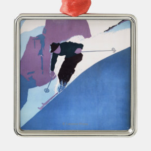 Poster voor de wintersport metalen ornament