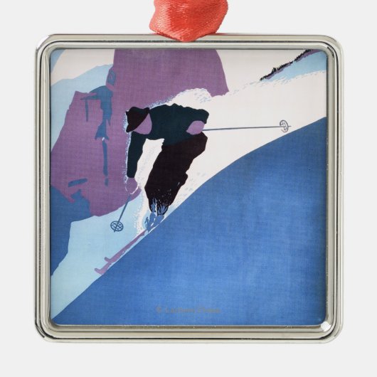 Poster voor de wintersport metalen ornament (Voorkant)