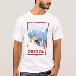 Poster voor downhill Snow Skier- Vintage Travel 2 T-shirt