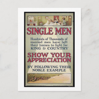 Poster voor één enkele Man aanwerving Briefkaart