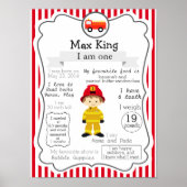 Poster voor eerste verjaardag van brandweerman (Voorkant)