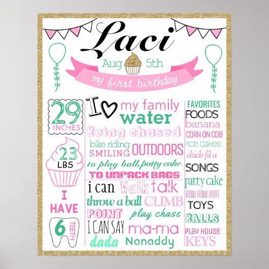 Poster voor eerste verjaardagsmijlpaal (Voorkant)