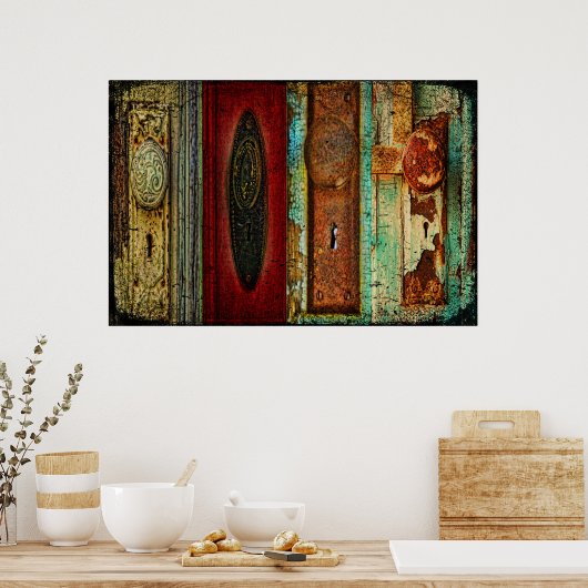  Poster voor fotografie van deurknop (Keuken)