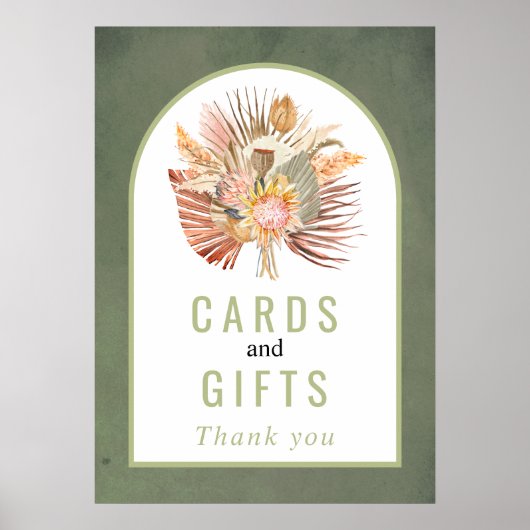 Poster voor gedroogde palmen, pampasgrassen, groen (Voorkant)