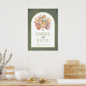 Poster voor gedroogde palmen, pampasgrassen, groen (Keuken)