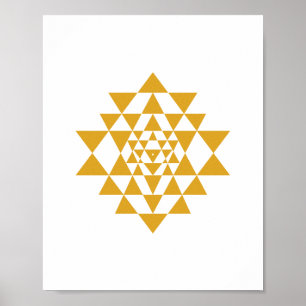 Poster voor geel Sri Yantra Sacred Geometry Wall A