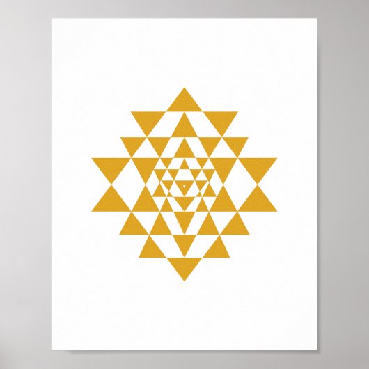 Poster voor geel Sri Yantra Sacred Geometry Wall A (Voorkant)