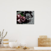 Poster voor gemengde rozen, zwart, wit en kleur (Keuken)