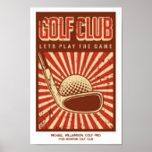 Poster voor gepersonaliseerd retro Golf Club (Voorkant)