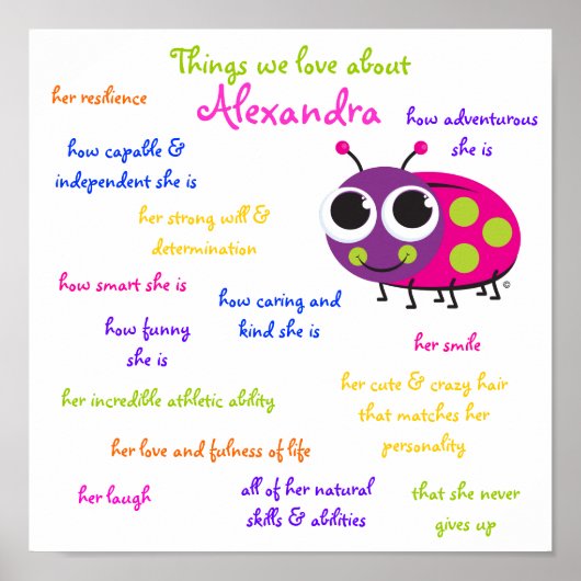Poster voor gepersonaliseerde "Cute Ladybug" voor  (Voorkant)